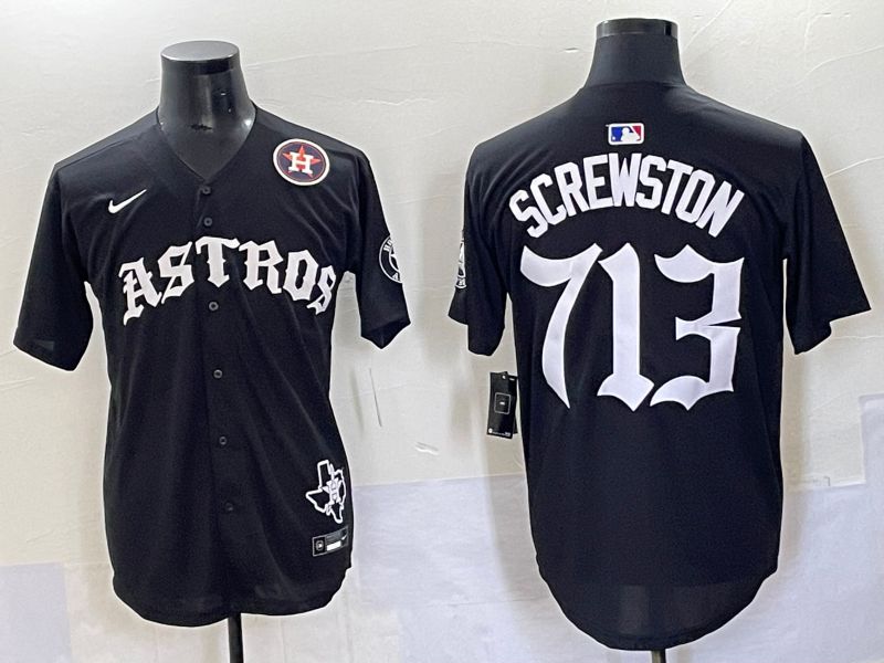 Men 2025 Houston Astros 713 Screwston Black Seven generations Joint Name Nike MLB Jersey style 10